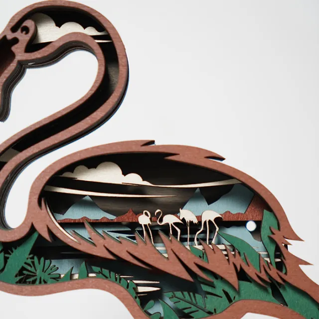 Flamingo Wooden Carving Gift